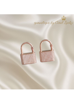 Kilit Motif İçe Çıtçıt Kilitli Gümüş Küpe
