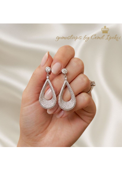 Sallantılı Damla Motif Gümüş Küpe