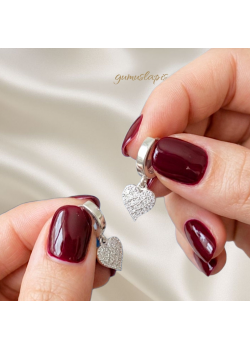 Kalp Motif İçi Dolu Gümüş Küpe