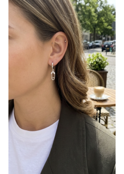 Çengelli İğne Motif Gümüş Küpe