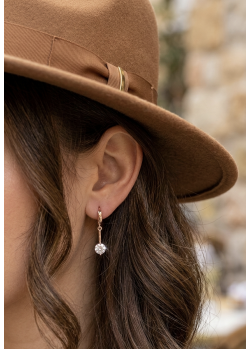 Ucu Tektaş Çubuk Motif Gümüş Küpe