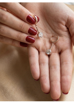 Ucu Tektaş Çubuk Motif Gümüş Küpe