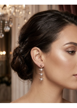 Üç Yıldız Motif Gümüş Küpe Çifti