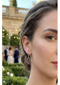 Akik ve Markazit Taşlı Kelebek Motif Gümüş Küpe