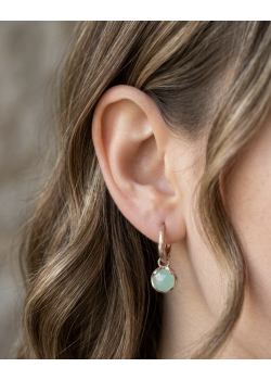 Kalsedon Taşlı Gümüş Halka Küpe