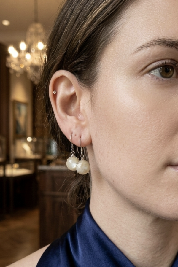 Rutil Kuvars Taşlı Gümüş Sallantılı Küpe