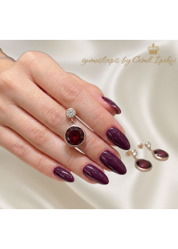 Lal ve Zirkon Taşlı Gümüş Küpe