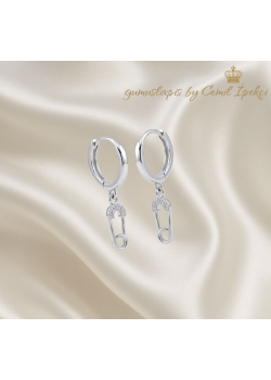 Çengelli İğne Motif Gümüş Küpe