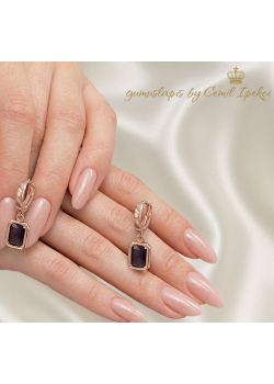 Ametist Taşlı Dikdörtgen Motif Gümüş Küpe