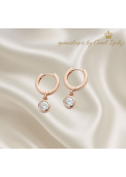 Ucu Taşlı Gümüş Mini Halka Küpe