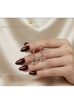 Yıldız Motif Büyük Boy Gümüş Halka Küpe