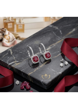 Lab Rubilitte Taşlı Kare Motif Gümüş Küpe