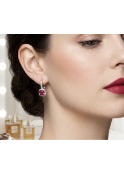 Lab Rubilitte Taşlı Kare Motif Gümüş Küpe