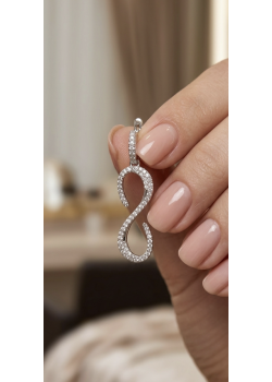 Dik Sonsuzluk Motif Zirkon Taşlı Gümüş Küpe