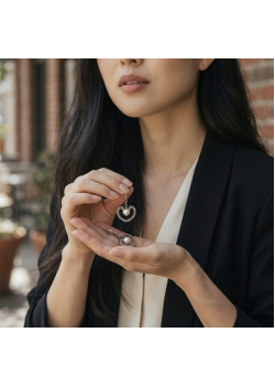 Markazit ve İncili Kalp Motif Gümüş Küpe