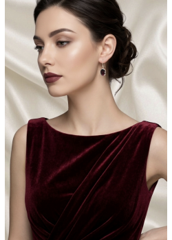 Lab Alexanderite Taşlı Gümüş Küpe Çifti 