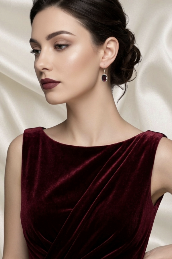 Lab Alexanderite Taşlı Gümüş Küpe Çifti 