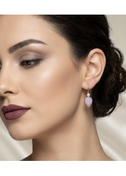 Pembe Kuvars Taşlı Gümüş Küpe Çifti (rose)