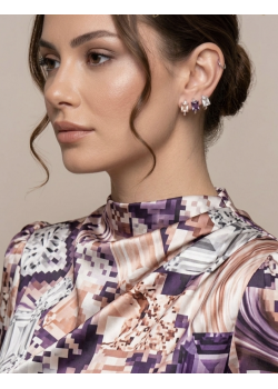 Dikdörtgen Motif Gümüş Küpe Çifti Serisi 