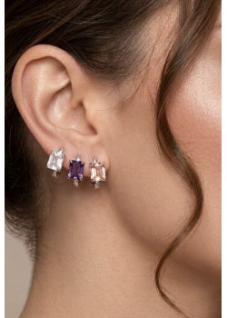 Dikdörtgen Motif Gümüş Küpe Çifti Serisi 