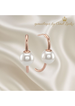 Ortası İncili Asimetrik Model Gümüş Küpe