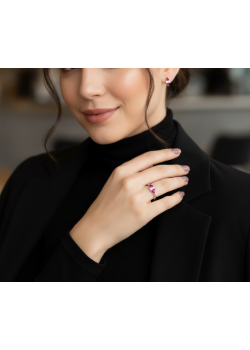 Yakut Taşlı Gümüş Mini Set