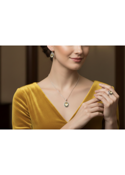 Sitrin Taşlı Oval Motif Gümüş Set