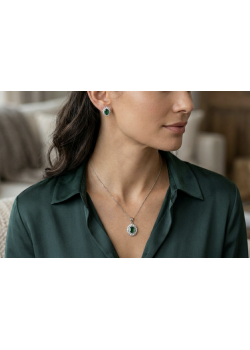 Peridot Taşlı Oval Motif Gümüş Set