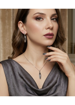 Koyu Peridot Taşlı Gümüş Set 