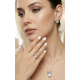 Beyaz Taşlı Taç ve Kalp Motif Gümüş Set