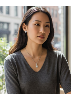 Çiçek Motif Mini Gümüş Set