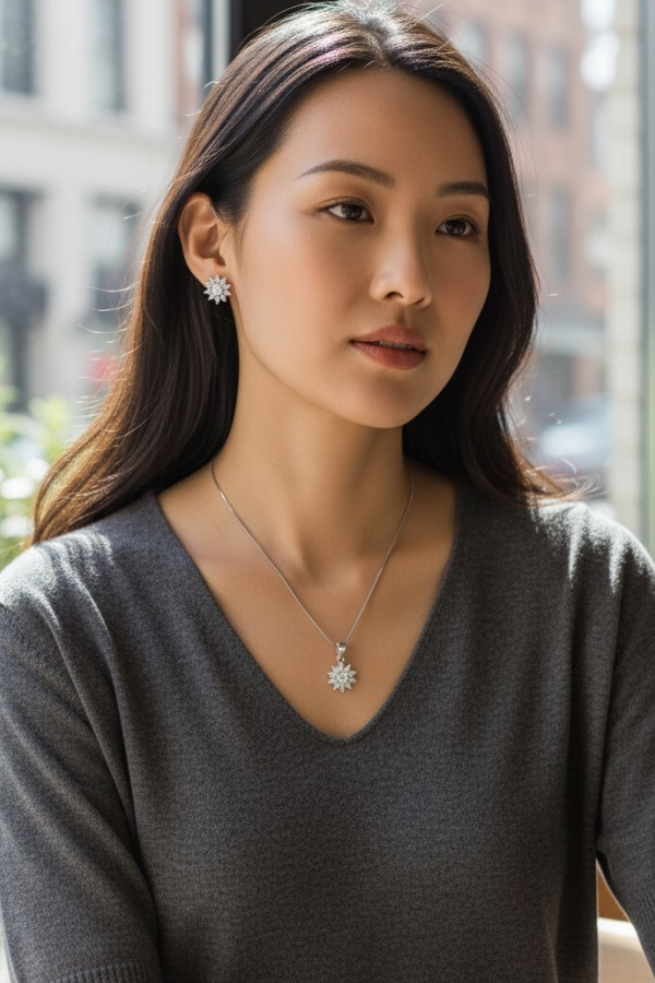 Çiçek Motif Mini Gümüş Set