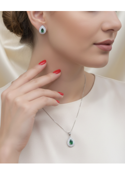 Peridot Taşlı Damla Motif Gümüş Set Peridot Taşlı Damla Motif Gümüş Set