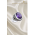 Ametist Taşlı Kenarları İşlemeli Oval Motif Gümüş Yüzük