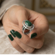 Malahit Taşlı Oval Motif Gümüş Yüzük