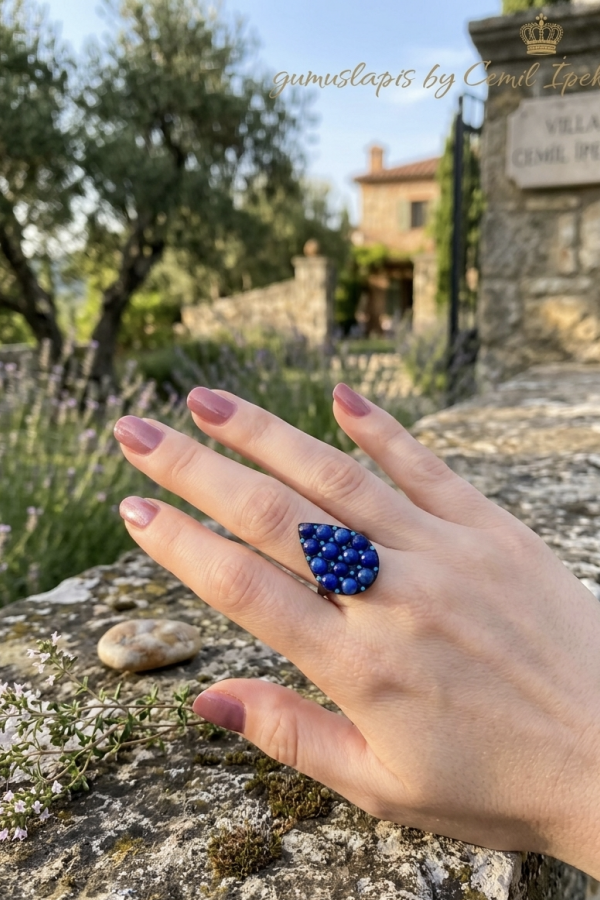 Lapis ve Turkuaz Taşlı Gümüş Yüzük 