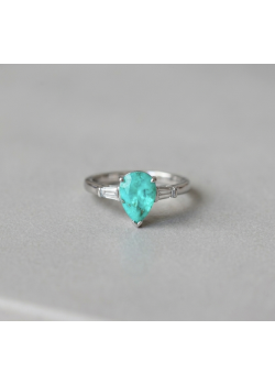 Lab Paraiba Turmalin Taşlı Damla Motif Gümüş Yüzük