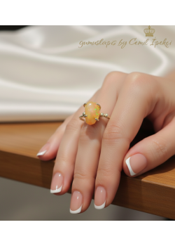 Opal Taşlı Gümüş Yüzük (sarı)
