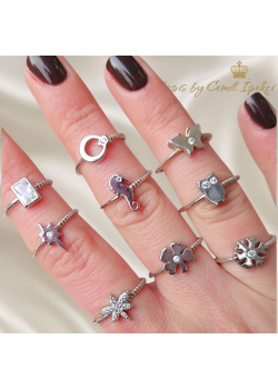 Desenli Arkası Açık Mini Gümüş Yüzükler Serisi (adet)