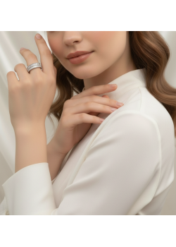 Laboratuvar Baget Kesim Taşlı Yarım Suyolu Gümüş Yüzük