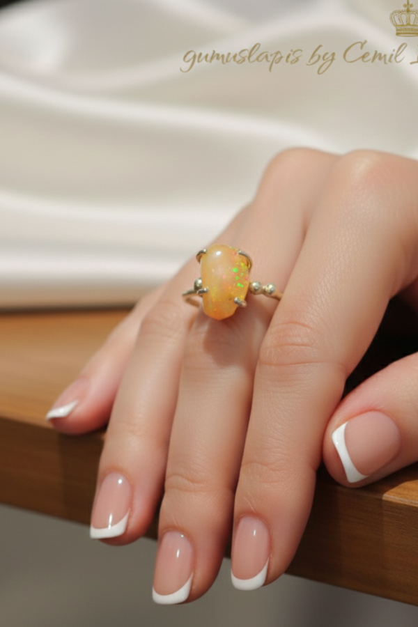 Opal Taşlı Gümüş Yüzük (sarı)