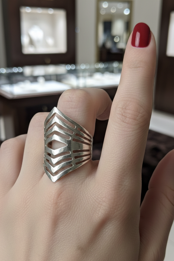 V Şekilli Taşsız Gümüş Yüzük