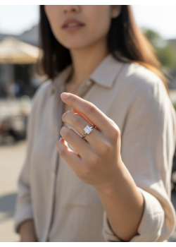 Tek Baget Taşlı Yüksek Motif Gümüş Yüzük