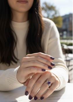 Ametist Taşlı Asimetrik Model Gümüş Yüzük