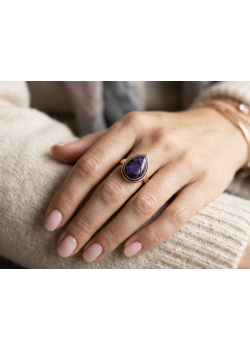 Lapis Taşlı Damla Motif Gümüş Yüzük