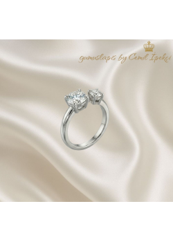 İki Taşlı Üstü Açık Mini Yüzük