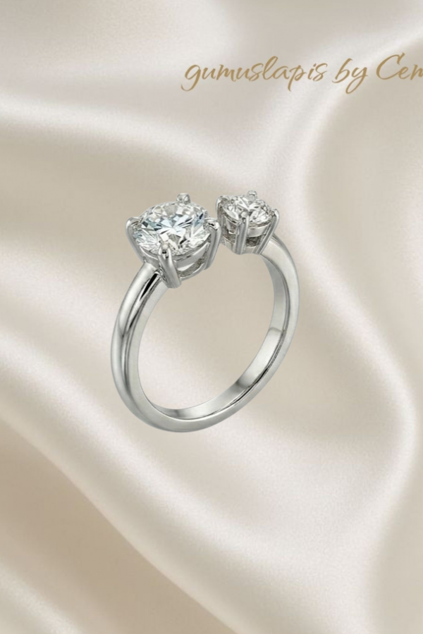 İki Taşlı Üstü Açık Mini Yüzük