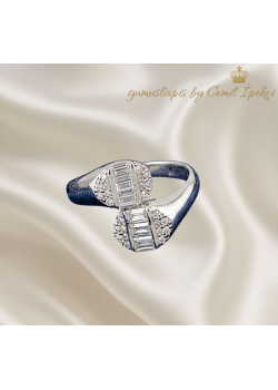 Baget Taşlarla Süslü Gümüş Mini Yüzük