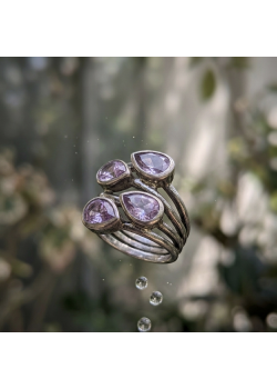 Dört Ametist Taşlı Gümüş Yüzük