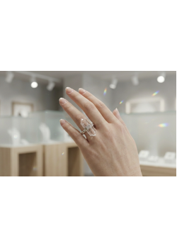 Kütle Beyaz Kuvars Taşlı Gümüş Yüzük 